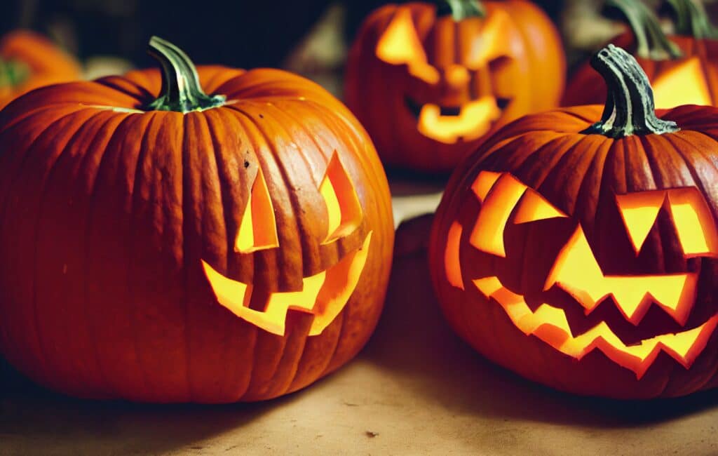 Citrouilles d'Halloween sculptées et lumineuses pour prolonger la magie de la foliage season.