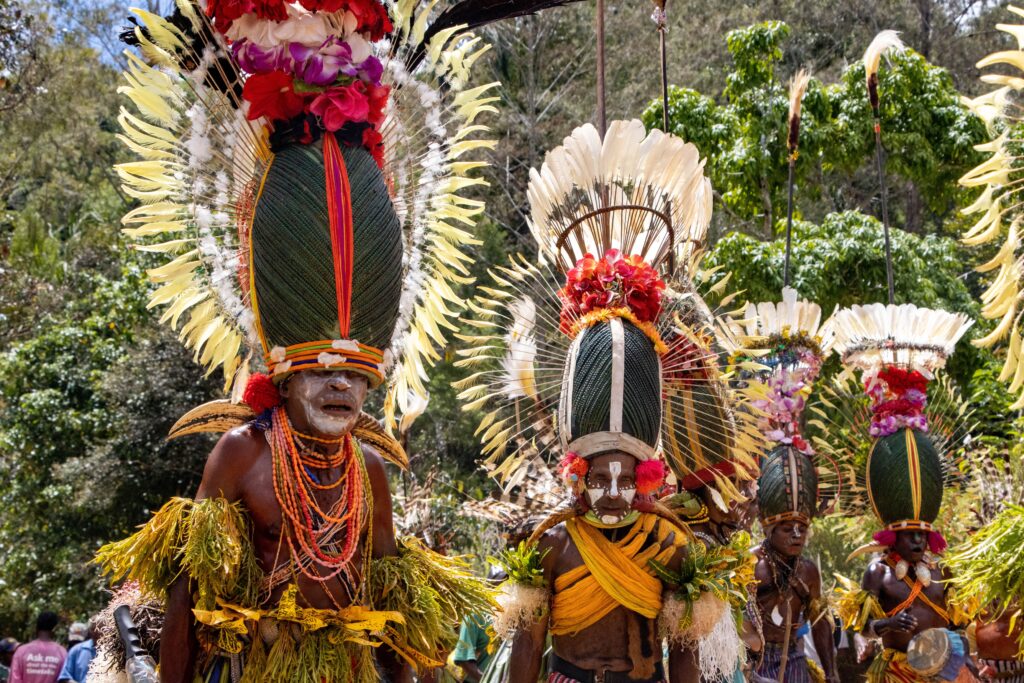 Célébration culturelle à Madagascar avec des danseurs en costumes traditionnels, porteurs des traditions et du Fihavanana.