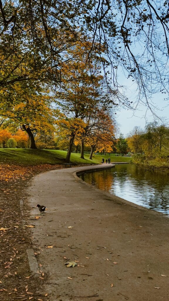 Balade paisible au bord de l'eau dans un parc ombragé, une parenthèse nature idéale lors d'un voyage à deux au cœur de la Londres royale.